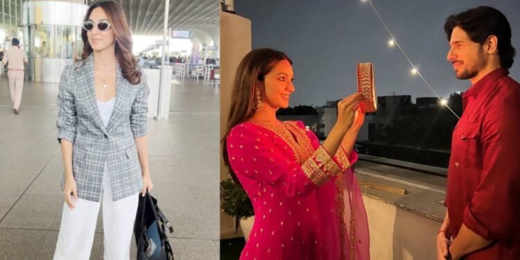 कियारा आडवाणी अपने पति सिद्धार्थ मल्होत्रा ​​के साथ दिल्ली में अपने दूसरे करवा चौथ से पहले मुंबई एयरपोर्ट पर दिखीं। देखें