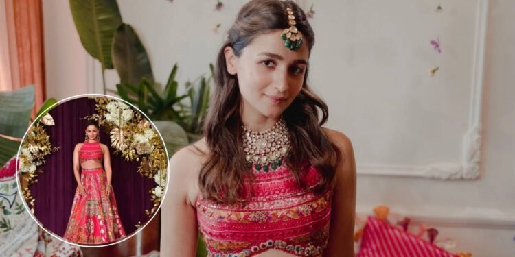 Alia Bhatt ने मनीष मल्होत्रा ​​की दिवाली पार्टी में मेहंदी सेरेमनी का दो साल पुराना पैचवर्क लहंगा दोहराया