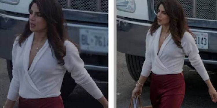 प्रियंका चोपड़ा ने जोनास ब्रदर्स की फिल्म के सेट पर चेरी-रेड ग्लैमर का तड़का लगाया