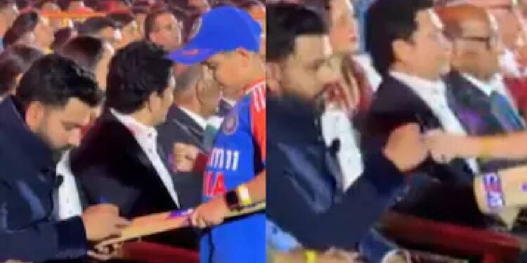 रोहित शर्मा ने वानखेड़े में युवा प्रशंसक को बल्ला दिया, मुट्ठी बांधकर प्यार भरा अभिवादन किया | देखें